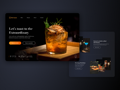 Website for a local cocktail bar bar cocktails landing page mixology website