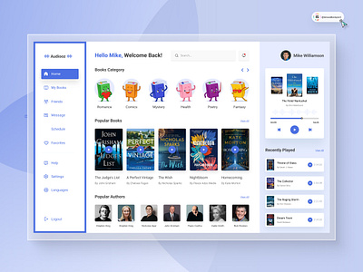 Audio Books Dashboard 3d animation app art book branding dashboard digitaldesign flatdesign graphic design illustration innovationsync logo mobile motion graphics nft product design typography ui webdesign