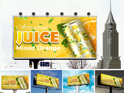 Creative Lemon juice billboard design banners ui