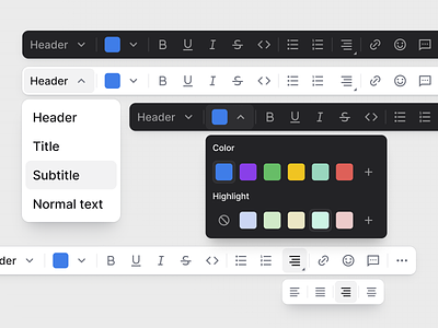 Text Editing Components design design system edit editing editor font format menu minimalism options orix text text editor ui kit ux web web design webdesign website writing