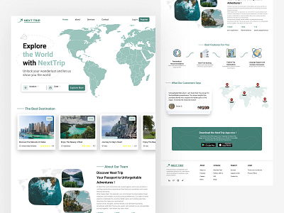 Next Trip Landing page booking color home page landing landing page travel travel app trip ui ui design uidesign web website world