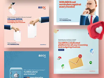 Social Media Design for online invoice-sharing application branding creative design graphicdesign identity branding social media socialmedia ui