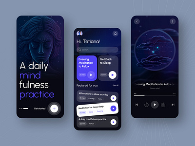 Meditation Mobile App 3d animation app blue branding fitness health logo meditation mindful mindfulness mindset motion graphics ui yoga