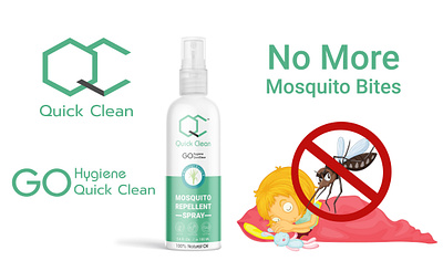 QuickClean Mosquito Repellent Spray branding design flat graphic design illustration logo minimal vector