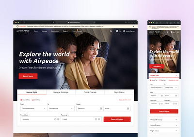 AirPeace Travel Page airline bookings branding design destination figma flight fly holidays mobile photoshop responsive design travels trip ui vector web