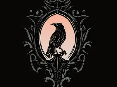 Poe would've appreciated this corvid crow digitalart gothic gothic emblem logo raven