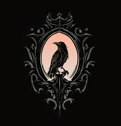 Poe would've appreciated this corvid crow digitalart gothic gothic emblem logo raven