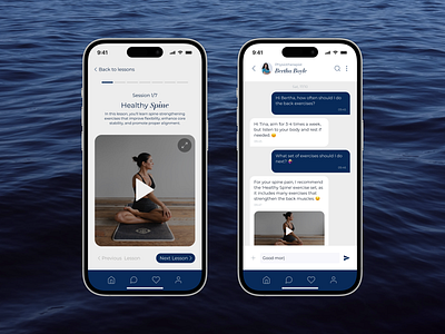 Physiotherapy mobile app app blue brand identity branding chat course design elegant graphic design minimal mobile online course physiotherapy ui ux website