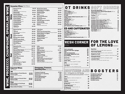 Menu Design pt.4 adobeillustrator branding bw design drinksmenu graphicdesign illustrator indesign menu menudesign minimalist slick
