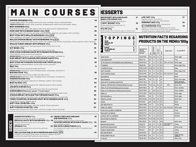 Menu Design pt.2 adobeillustrator branding design foodmenu graphicdesign menu menudesign minimalist minimalistdesign restaurantmenu