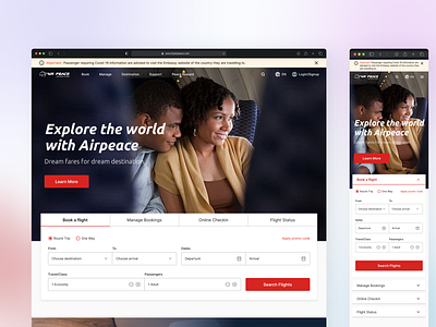 Airpeace Redesigned Landing Page branding design figma graphic design landingpage ui ux vector