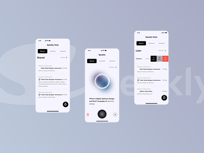 Speakly Note: Effortless Voice-to-Text Transcription assistant bookmark clean dashboard design manager minimal mobile app note app noteapp planner productivity to do todo ui uidesign uiux voice note voiceapp voicenote