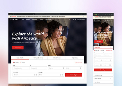 Airpeace Travel Landing page design landing page travel ui ux