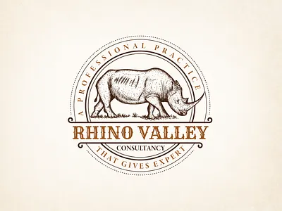 Rhino Valley Consultancy Logo animal animal logo brand guide brand guideline brand identity branding consultancy logo graphic design hand drawn logo illustration logo logo design rhino rhino logo rhino valley logo vintage logo wild logo