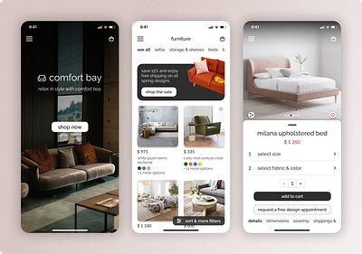Furniture Shop Mobile App app branding design e commerce mobile app ui ux uxui