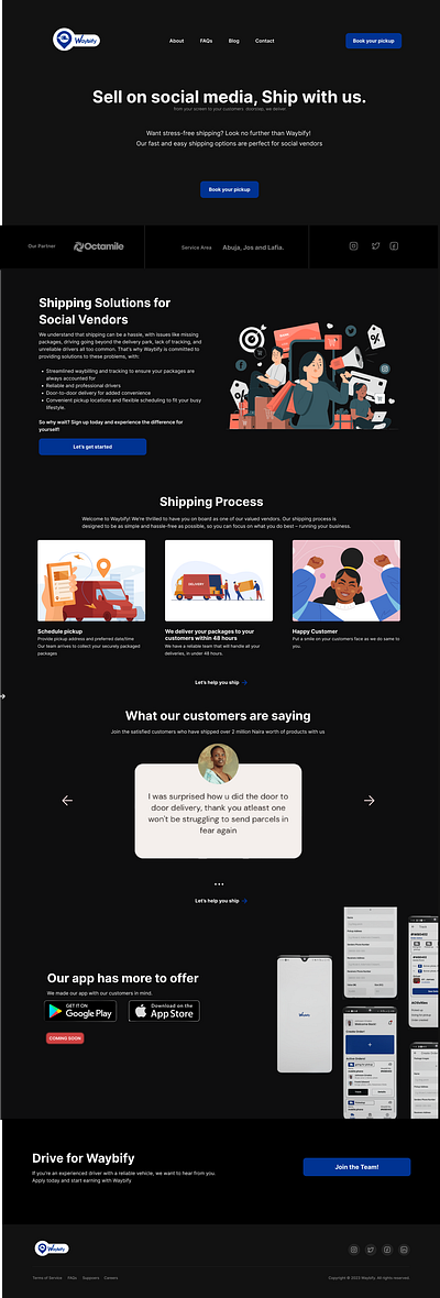 Logistic startup Landing Page design ux