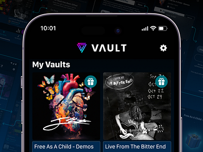 Vault Music - Gifting Updates app design design designer gift gifting gifts graphic design green icon interface ios music music app present product design ui ui design user interface ux ux design