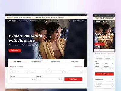 AirPeace Travel Landing Page app booking branding design destinations figma flights fly graphic design landingpage new places tour tourism travel ui ux vector website world