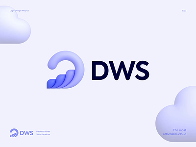 DWS Logo Design blockchain branding cloud crypto decentralised defi gpu gradient hosting icon identity logo provider saas stack storage tech web3