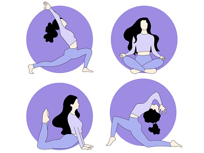 Set yoga woman poses app branding design graphic design icons illustration logo pose typography ui ux vector yoga