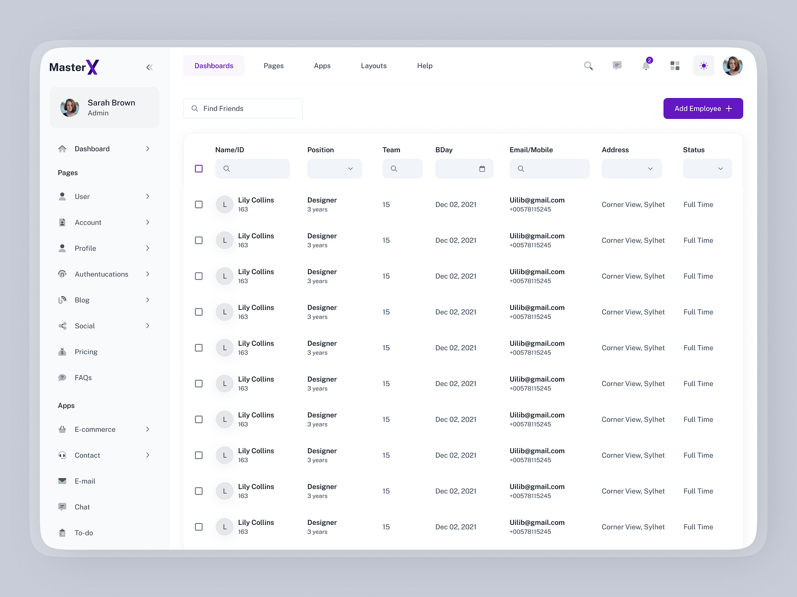 Customizable data table by Kalyan Bhattacharjee Tanmoy on Dribbble