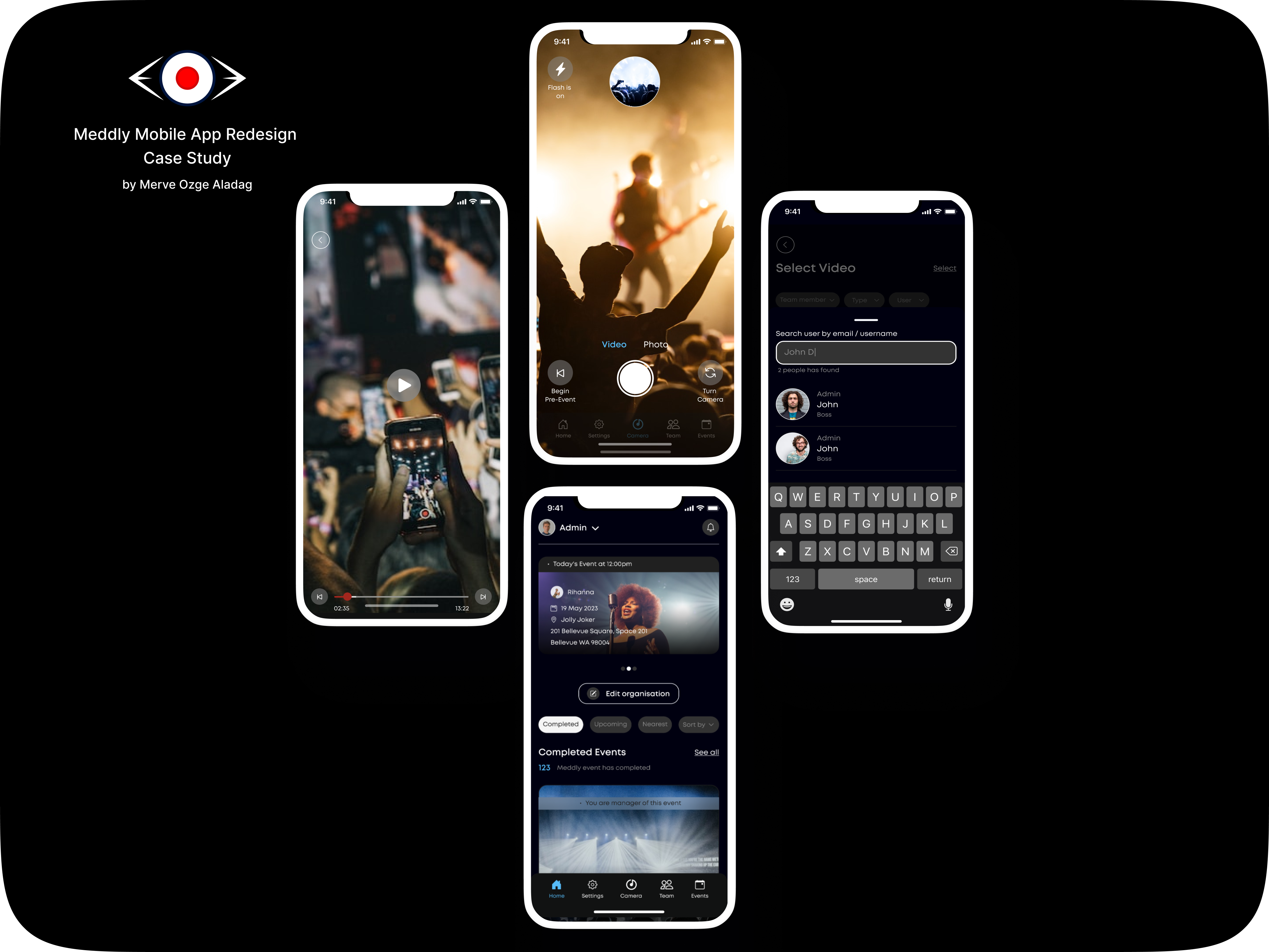 Meddly Event App @USA 2023 app design app branding dark mode design design system product design ui ux ux ui design