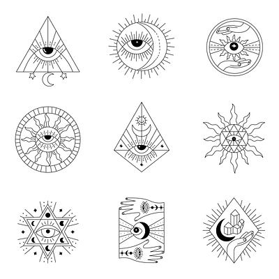 A set of esoteric symbols app branding design esoteric graphic design icons illustration logo typography ui ux vector