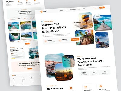 Travel Landing Page Design design destinations discover explore landing page places travel landing page travel web page travel website ui ui design uiux ux web ui website world