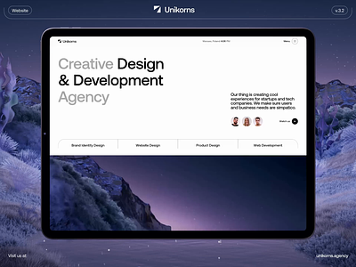Unikorns - Homepage Scroll 3d animation branding footer graphic design header hero homepage hover logo motion graphics portfolio typography ui unikorns ux webiste