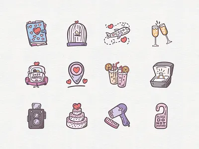 Wedding - Hand-drawn Icons diy wedding doodle hand drawn icon design icons wedding wedding icons