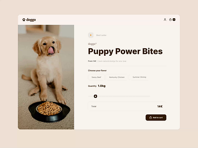 doggo: Micro interaction animation cart motion graphics page product product page selection slider typography ui uiux ux web webdesign