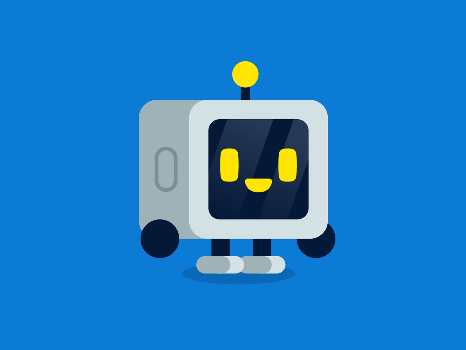 Square Robot Mascot android animation branding cartoon character doodle emoticon flat funny gif graphic design icons illustration logo mascot robot screen silly tv vector