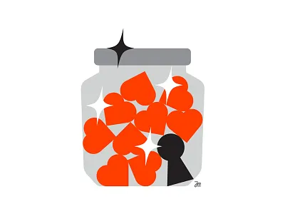 Love is in the jar abstract branding character design design grey heart hearts illustration jar logo minimal mystery red simple star stars ui vector