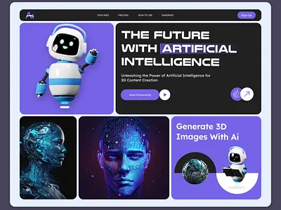 AI Image Generator website ai ai image generator artificial artificial intelligence bot digital content generate image image generator mechinlearning modern ui uiux website