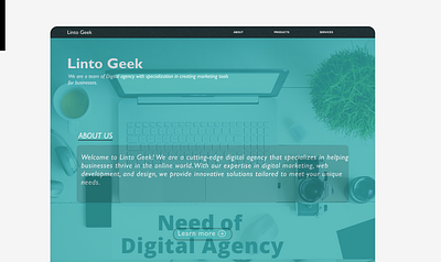 Linto Geek Web design :- A landing page for a digital agency. design digital agency landing page ui ux uxdesign webdesign website