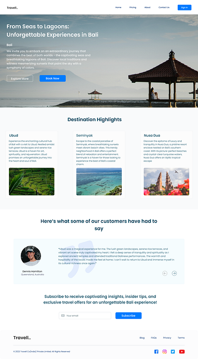 Travell.. | Landing Page For Travel Agency figma landing page travel travel agency landing page trending ui uiux webdesign website design