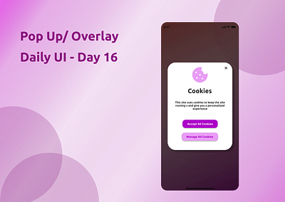 Pop Up/ Overlay Daily UI Design - Day 16 challenge cookies design graphic design illustration logo overlay pop up typography ui ux vector