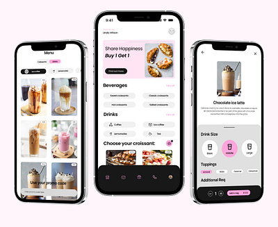 Сaffe delivery app app cafe caffe cute delivery food menu order pink products restaurant ui ux