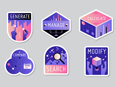 Data Badges app award badge badges charts data design flat graph icon illustration information logo search server tech texture ui user vector