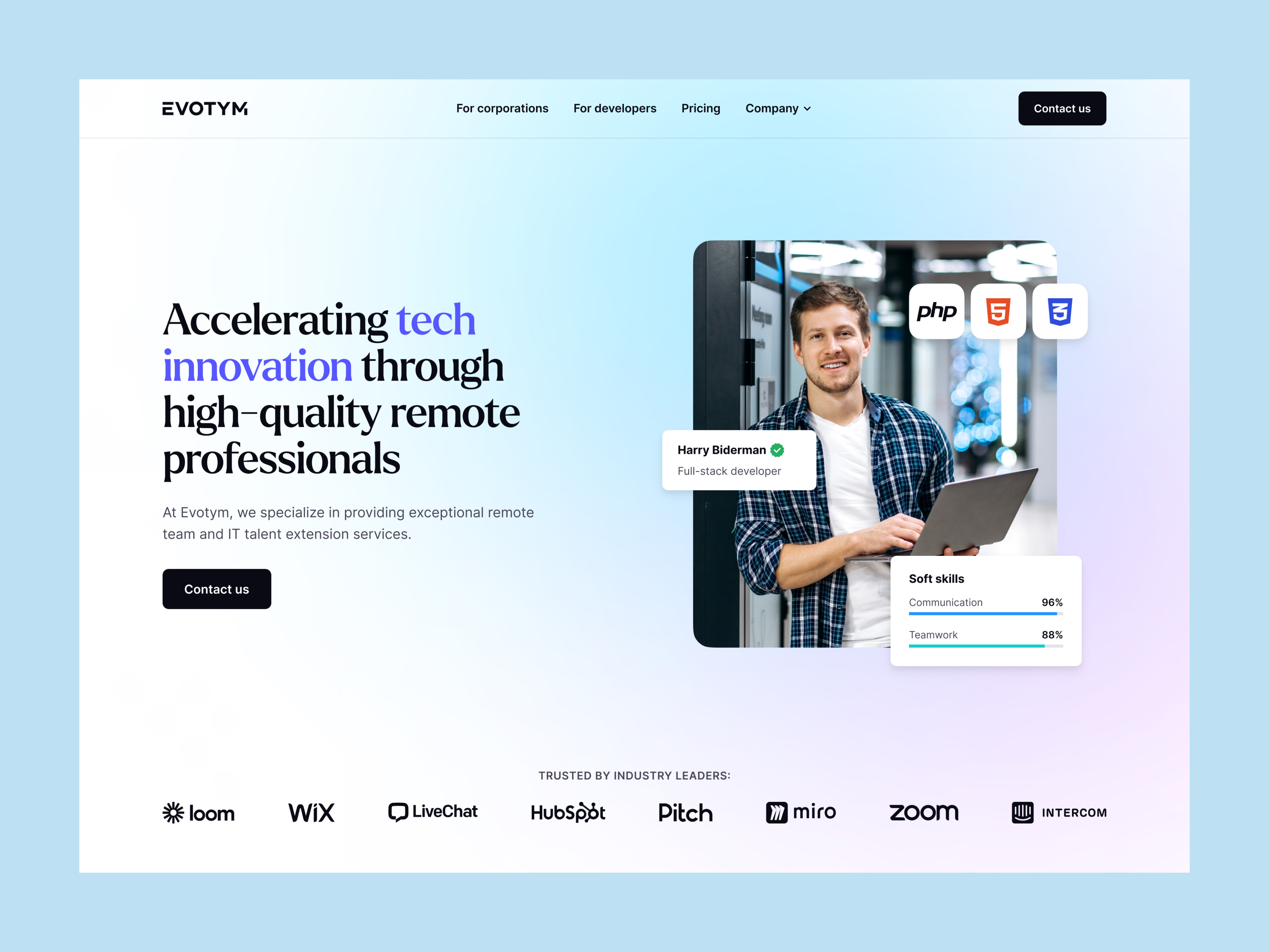 Website Concept for a Remote Team Extension Services Provider design outsource web web design webdesign website