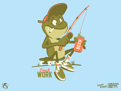 Gone Fishing! character design frog graphics illustration skateboarding t shirt design tee design vans vector vector design