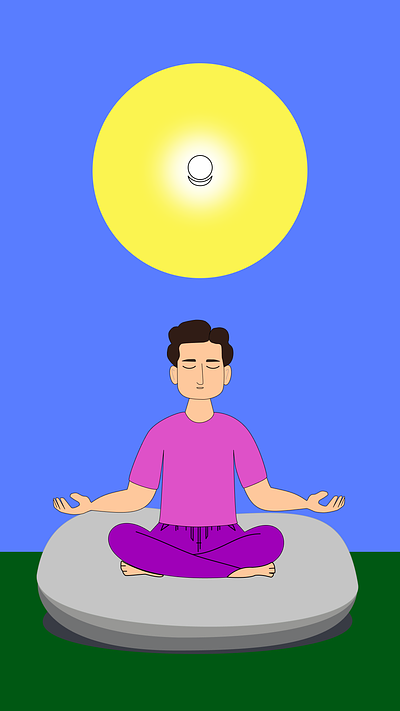 Animation video based on the author's illustration "Meditation" allatra animation blue sky book quote graphic design happy human illustration meditating man meditation motion graphics music quote sun vector vector illustration video