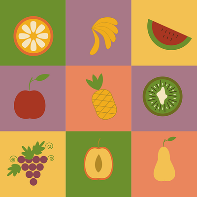 Иконки на тему "Фрукты-ягоды" иконки фрукты ягоды