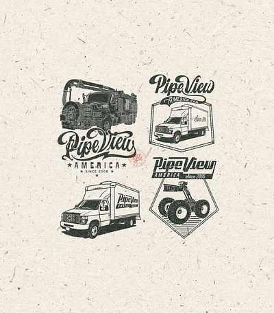 Pipe View America Package Logo brand branding company brand logo company branding company logo design graphic design handmade illustration lettering logo typeface typography ui ux vector vintage badge vintage font