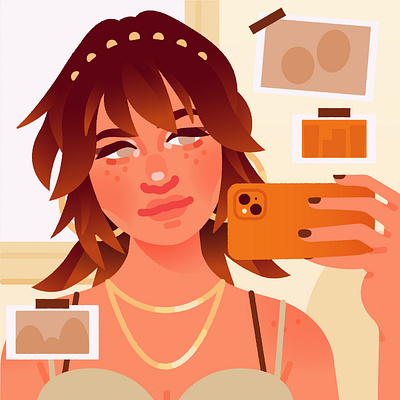 Selfie (again) digital art digital illustration girl illustration vector vector illustration