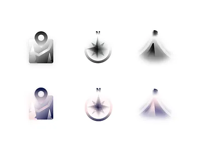 Travel Icon set | Frosted Glass atmosphere compas dark explore frosted glass graphic design graphite icon icon set iconography illustration map tent travel ui vector