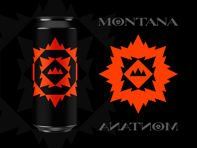 Montana symbol beer can custom type emblem icon logo montana mountain nature packaging peak summit sun symbol type valley west western yellowstone