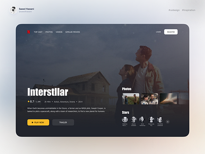 Interstellar movie page user interface design 🌌 dark ui interstellar minimal minimal dark movie nolan space ui ui design website ui اینتراستلار رابط کاربری رابط کاربری سایت رابط کاربری مینیمال طراحی رابط کاربری فضا فیلم میان ستاره ای مینیمال نولان