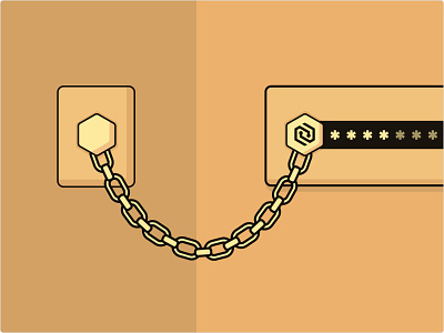 Password Lock branding chain cyber door flat hidden illustration key lock login passcode password privacy protection safe security token trust vector yellow