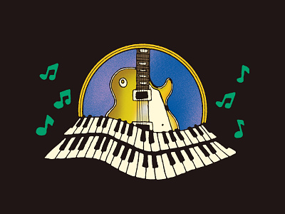 Les Paul & Keyboard band blues concert poster electric guitar guitar illustration jazz keyboard les paul logo music organ retro retro logo vintage